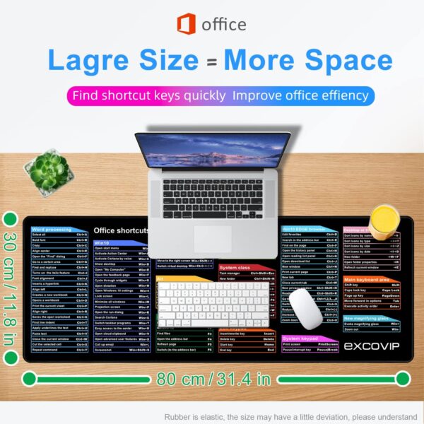 EXCOVIP Large Mouse Pad XL, Office Shortcut - Image 2