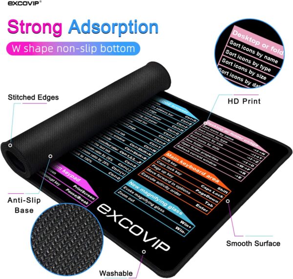 EXCOVIP Large Mouse Pad XL, Office Shortcut - Image 5