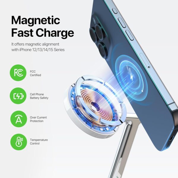 3 in 1 Wireless Charging Station,Fast Wireless Charger,Magnetic Charging Stand for iPhone15 14 13 12 Series/Apple Watch/Airpods - Image 3