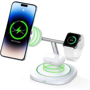3 in 1 Wireless Charging Station,Fast Wireless Charger,Magnetic Charging Stand for iPhone15 14 13 12 Series/Apple Watch/Airpods