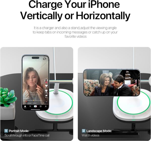 3 in 1 Wireless Charging Station,Fast Wireless Charger,Magnetic Charging Stand for iPhone15 14 13 12 Series/Apple Watch/Airpods - Image 7