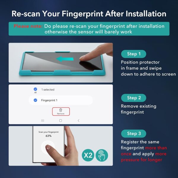 ESR for Samsung Galaxy S24 Ultra Screen Protector, 2 Pack Tempered Glass - Image 3