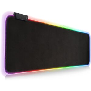SKY-TOUCH Gaming Mouse Pad, Extra Large Soft Led Extended Mouse pad, anti-slip Rubber Base Computer Keyboard Mat, Black, GRB mouse