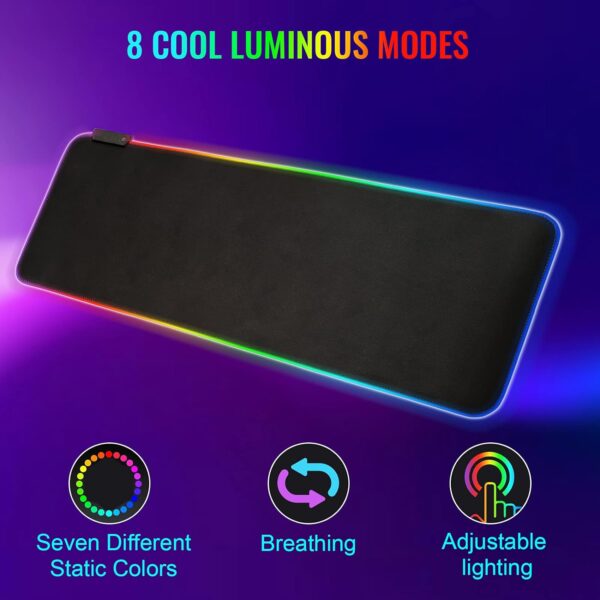 SKY-TOUCH Gaming Mouse Pad, Extra Large Soft Led Extended Mouse pad, anti-slip Rubber Base Computer Keyboard Mat, Black, GRB mouse - Image 2