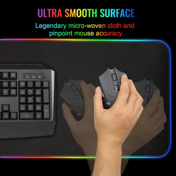 SKY-TOUCH Gaming Mouse Pad, Extra Large Soft Led Extended Mouse pad, anti-slip Rubber Base Computer Keyboard Mat, Black, GRB mouse - Image 4