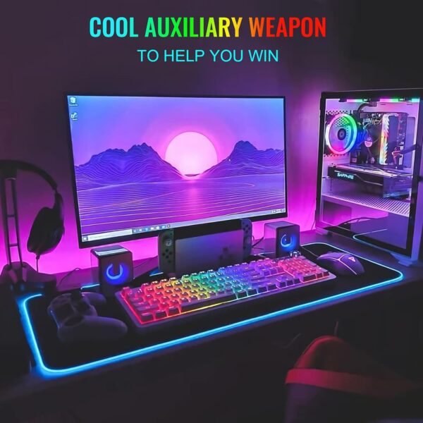 SKY-TOUCH Gaming Mouse Pad, Extra Large Soft Led Extended Mouse pad, anti-slip Rubber Base Computer Keyboard Mat, Black, GRB mouse - Image 7