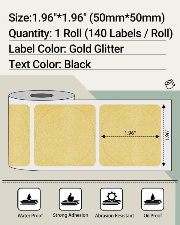 Phomemo M110 Labels - Gold Glitter - Image 4
