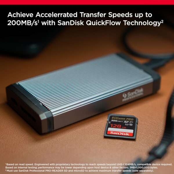 SanDisk 128GB Extreme PRO SDXC card + RescuePRO Deluxe, up to 200MB/s, UHS I, Class 10, U3, V30 SDSDXXD - Image 2