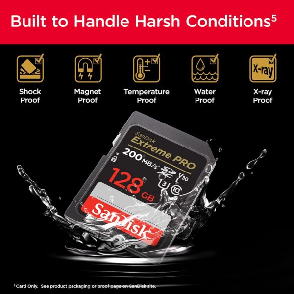 SanDisk 128GB Extreme PRO SDXC card + RescuePRO Deluxe, up to 200MB/s, UHS I, Class 10, U3, V30 SDSDXXD - Image 5