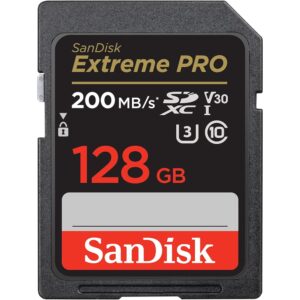 SanDisk 128GB Extreme PRO SDXC card + RescuePRO Deluxe, up to 200MB/s, UHS I, Class 10, U3, V30 SDSDXXD