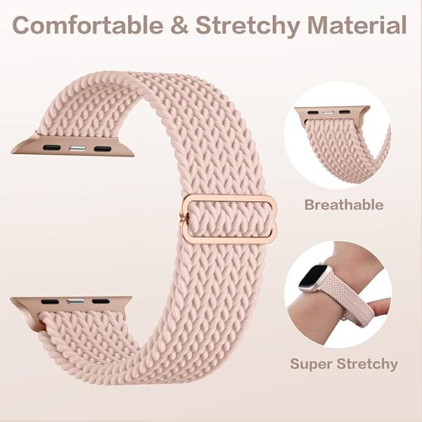 Upeak Braided Loop Compatible with Apple Watch Strap 49mm 45mm 44mm 42mm 41mm 40mm 38mm, Nylon Elastic Sport Replacement Band Compatible with Apple Watch Ultra 2 Series 9 8 7 6 5 4 3 2 1 SE Strap - Image 2